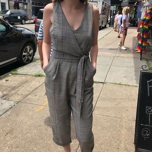 Houndstooth Wrap Jumpsuit